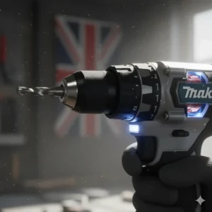 Detailed view of the adjustable torque settings and keyless chuck on a premium combi drill.