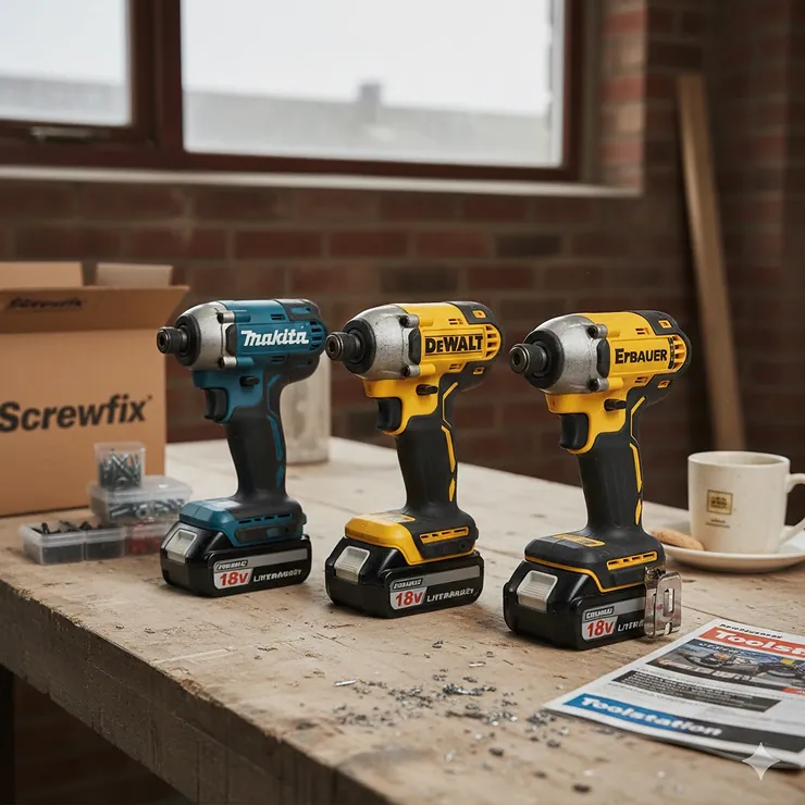 A selection of the best impact drivers available in the UK, featuring top-rated cordless models from Makita and DeWalt. best impact driver UK