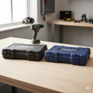 A comparison of the heavy-duty, blow-moulded plastic carry cases used for the Halfords Advanced and Sealey Premier kits.
