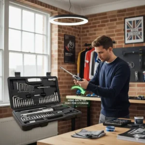 Graphic showing a bike torque wrench being wound back to the zero setting for proper storage and to maintain calibration.