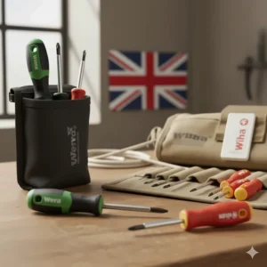 A Wera textile belt pouch compared to a Wiha canvas tool roll for site-based trade work.