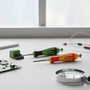 Wera Micro and Wiha PicoFinish screwdrivers used for delicate electronics and UK terminal block repairs.