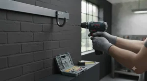 Step-by-step guide for installing heavy-duty wall hooks in a British garage.