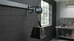 Diagram showing weight capacity of heavy-duty garage hooks.