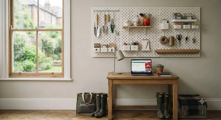 A complete pegboard accessories kit displayed on a wall for organised home storage. pegboard accessories kit