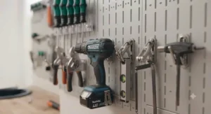 A comprehensive pegboard accessory kit including various hook types for versatile garage organisation.
