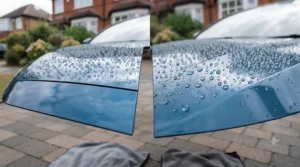 Infographic comparing liquid vs paste car wax performance factors