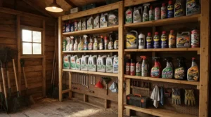 Organising car care supplies for antifreeze concentrate vs premixed storage in a home shed