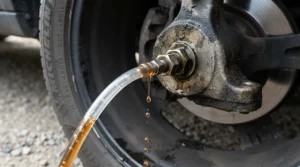 Bleeding the braking system using fresh brake fluid DOT 4 with a clear plastic tube attached