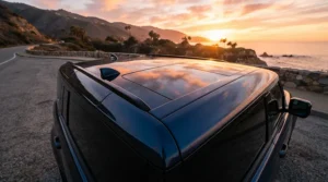 Testing environmental resistance in a ceramic coating vs wax comparison under direct afternoon sunlight.