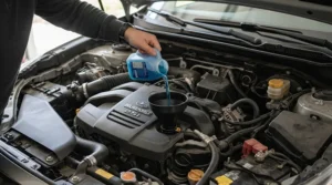 Safely mixing coolant and antifreeze for cars in a workshop setting to avoid engine damage