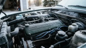 A detailed synthetic vs semi-synthetic engine oil comparison highlighting cold-start engine protection on a frosty morning.